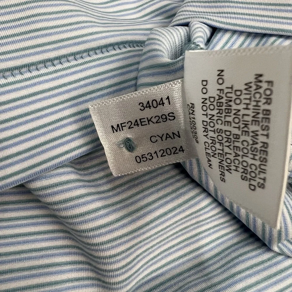 Peter Millar Summer Comfort Polo Golf Shirt Mens XL Loose Fit Blue Striped